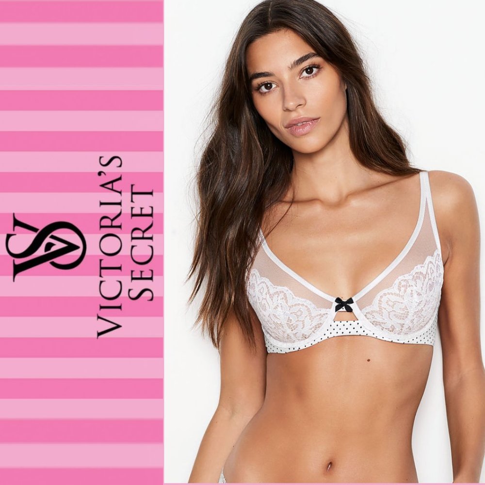 BODY BY VICTORIA Unlined Elongated Bra White 34C